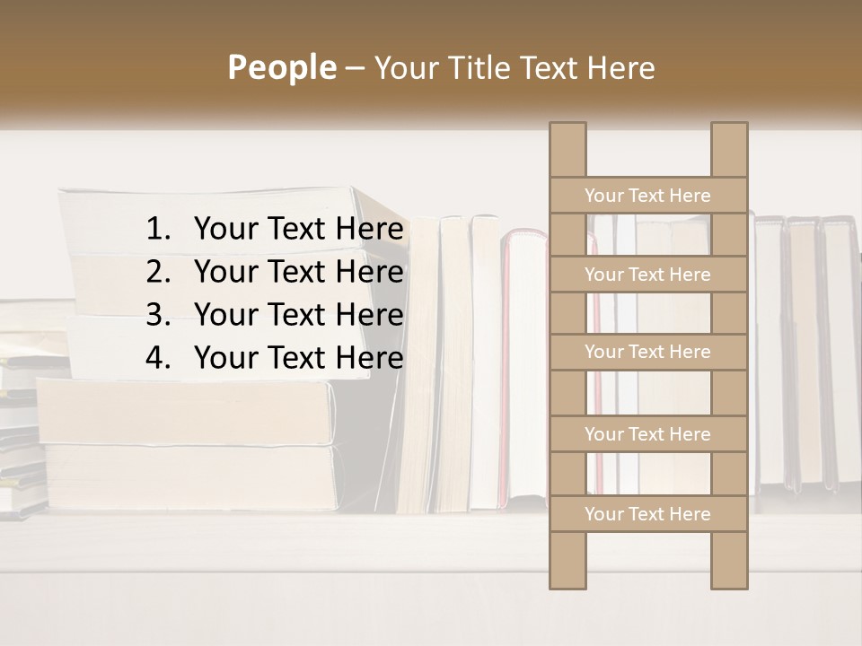 A Row Of Books Sitting On Top Of A Wooden Table PowerPoint Template