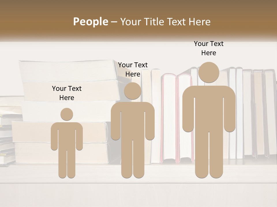 A Row Of Books Sitting On Top Of A Wooden Table PowerPoint Template