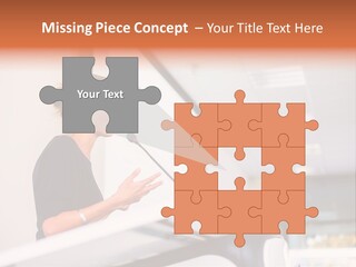 A Woman Speaking At A Podium With A Microphone PowerPoint Template