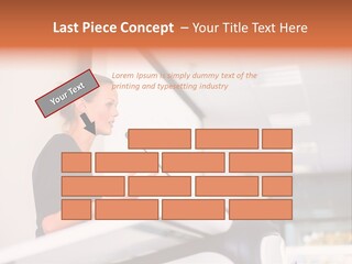 A Woman Speaking At A Podium With A Microphone PowerPoint Template