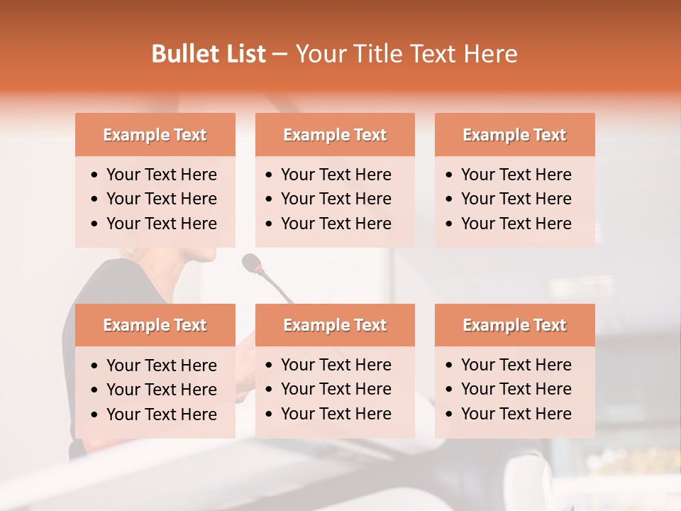 A Woman Speaking At A Podium With A Microphone PowerPoint Template