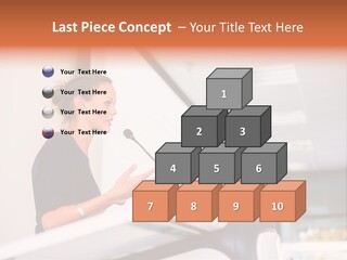 A Woman Speaking At A Podium With A Microphone PowerPoint Template