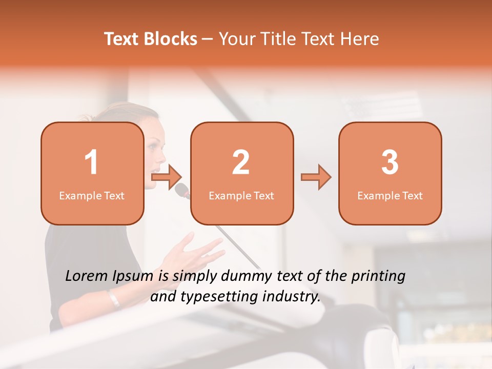 A Woman Speaking At A Podium With A Microphone PowerPoint Template