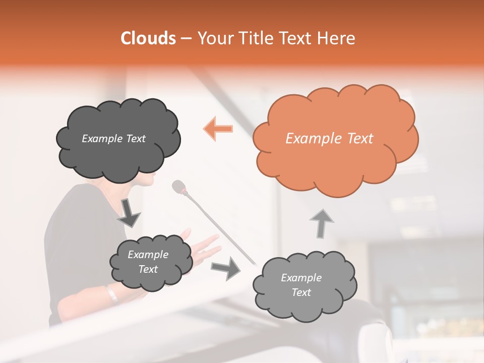 A Woman Speaking At A Podium With A Microphone PowerPoint Template