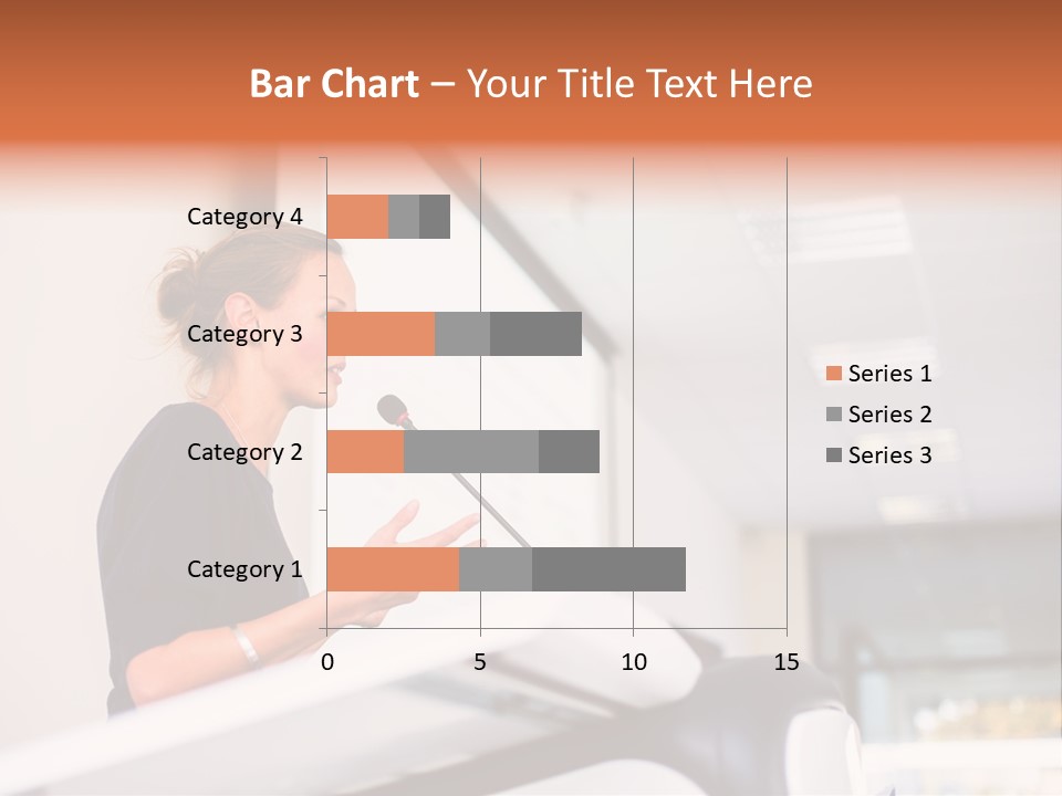 A Woman Speaking At A Podium With A Microphone PowerPoint Template