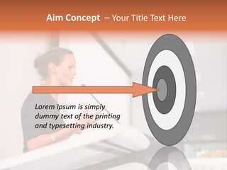 A Woman Speaking At A Podium With A Microphone PowerPoint Template