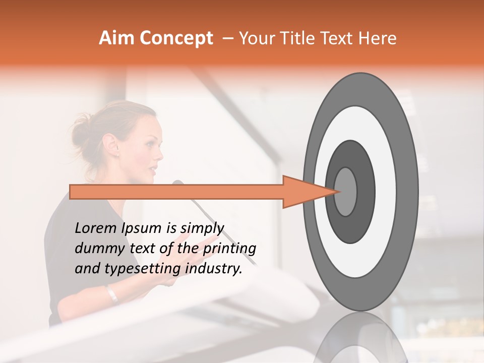 A Woman Speaking At A Podium With A Microphone PowerPoint Template