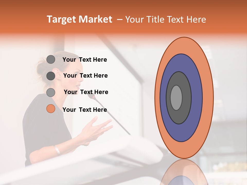 A Woman Speaking At A Podium With A Microphone PowerPoint Template