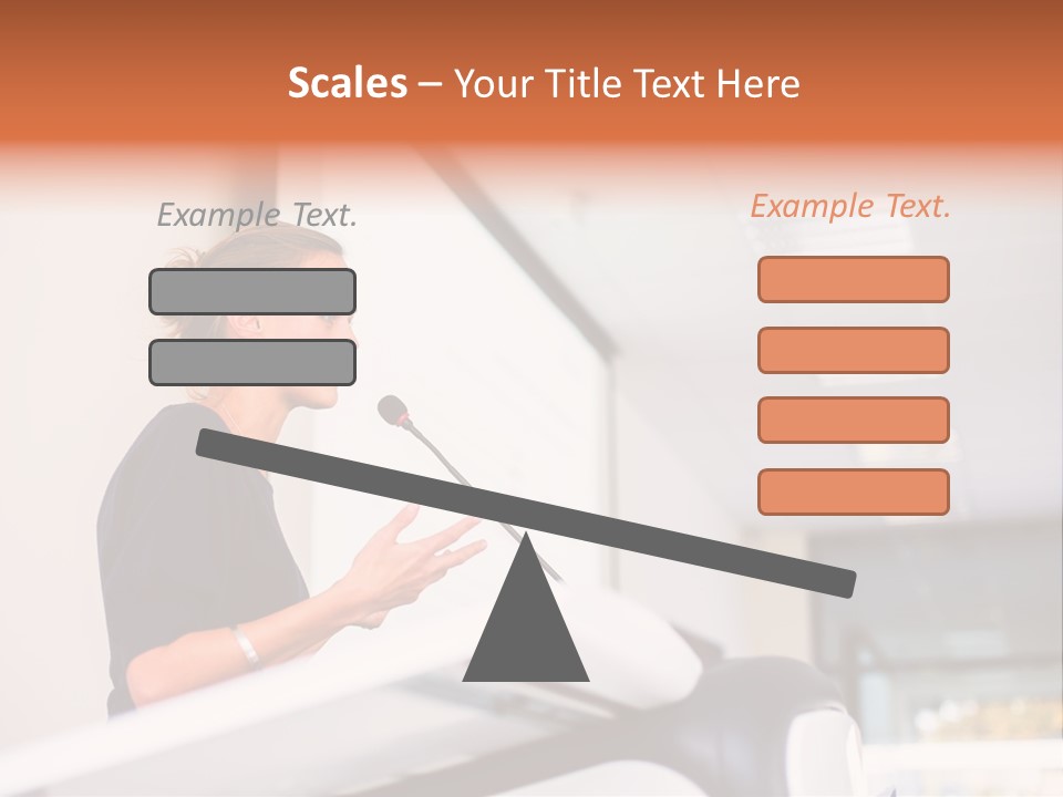A Woman Speaking At A Podium With A Microphone PowerPoint Template