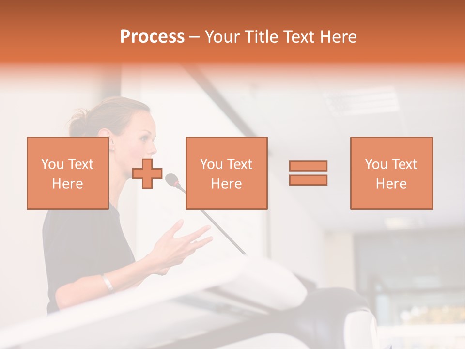 A Woman Speaking At A Podium With A Microphone PowerPoint Template