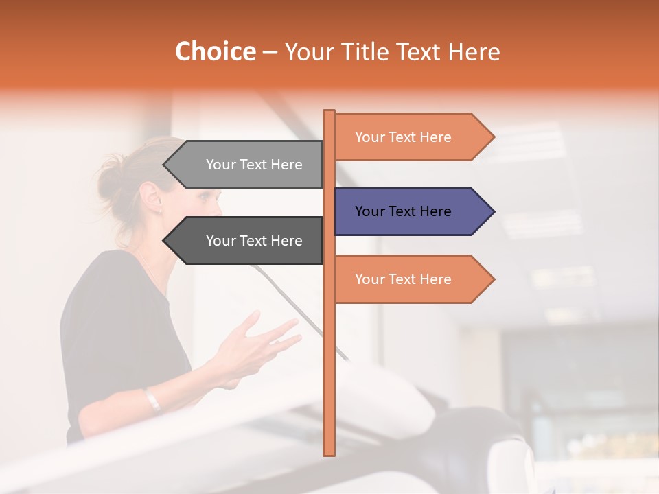 A Woman Speaking At A Podium With A Microphone PowerPoint Template