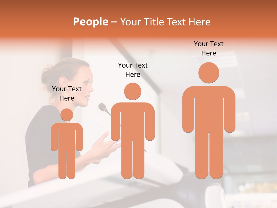 A Woman Speaking At A Podium With A Microphone PowerPoint Template