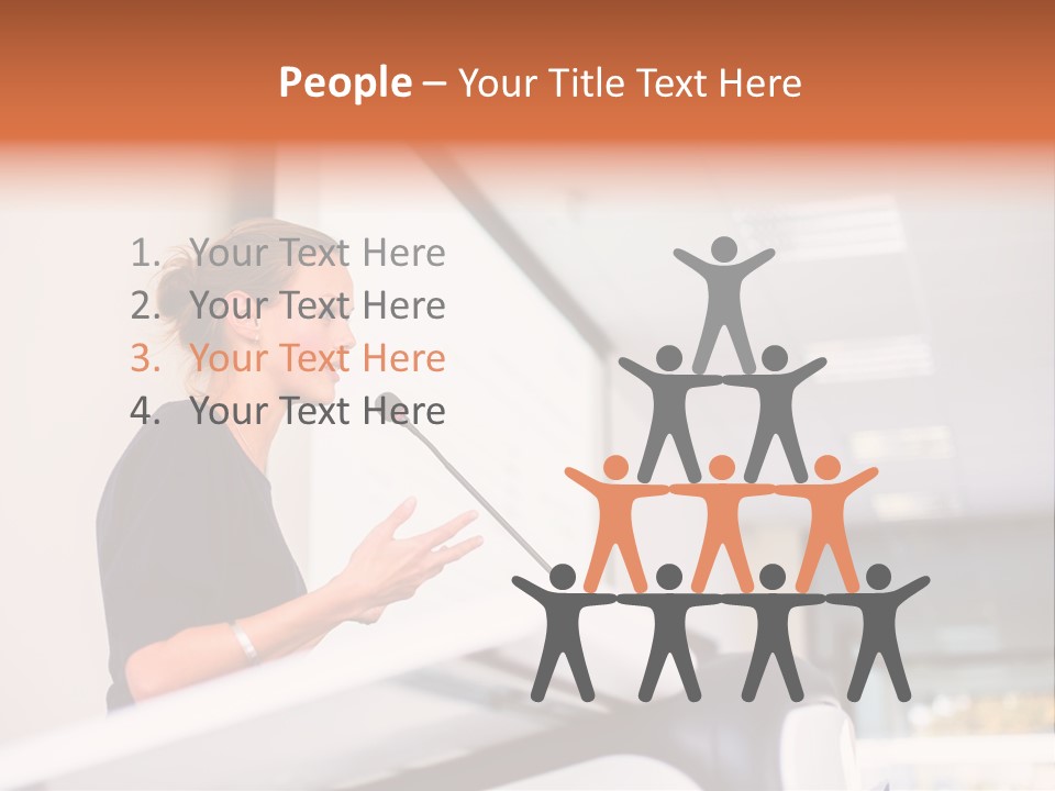 A Woman Speaking At A Podium With A Microphone PowerPoint Template