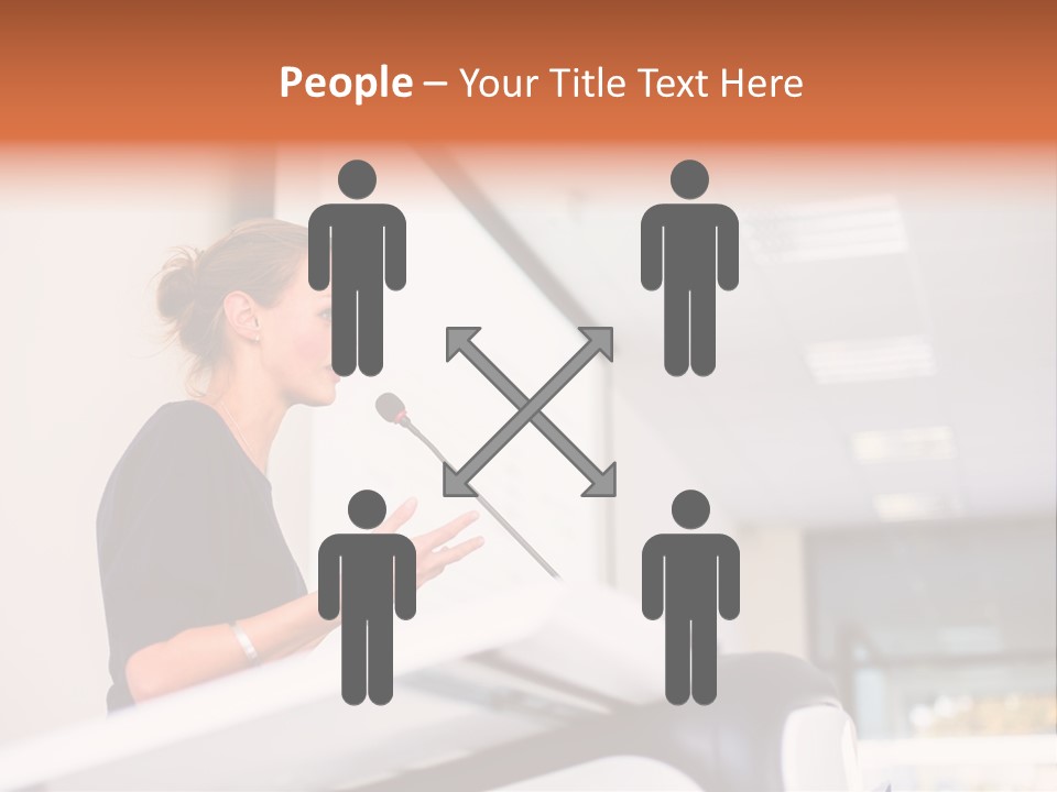 A Woman Speaking At A Podium With A Microphone PowerPoint Template