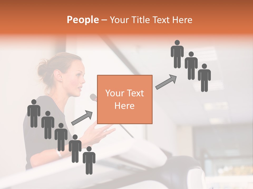 A Woman Speaking At A Podium With A Microphone PowerPoint Template