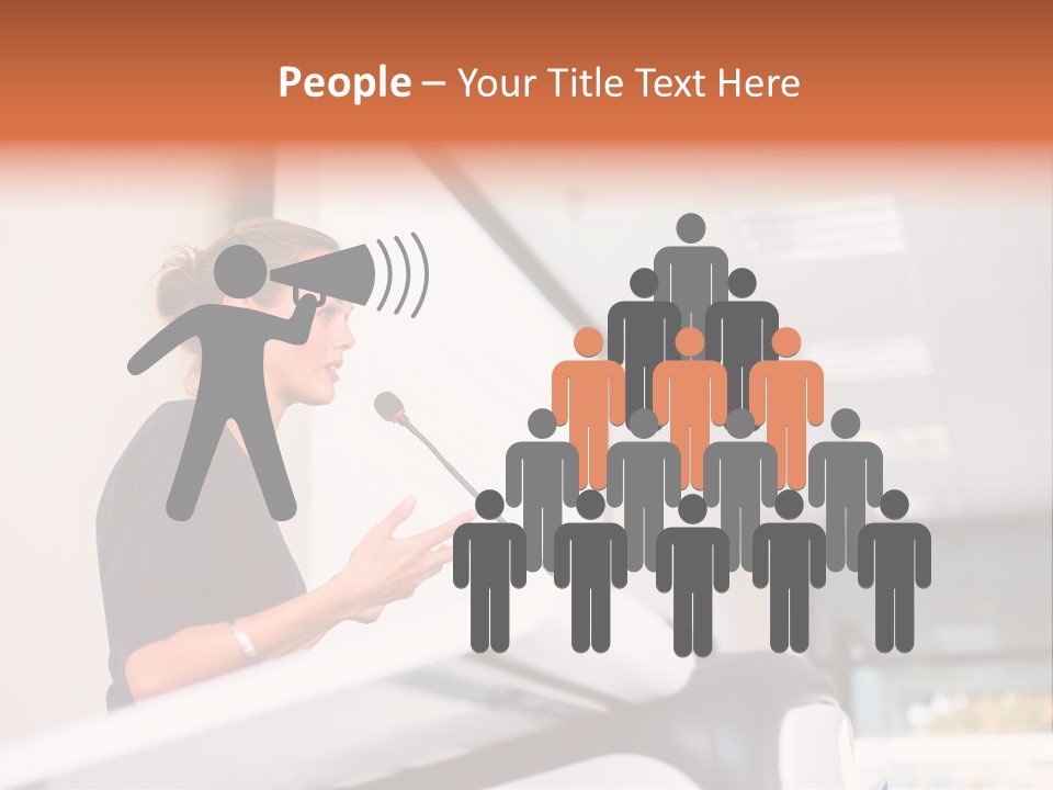 A Woman Speaking At A Podium With A Microphone PowerPoint Template