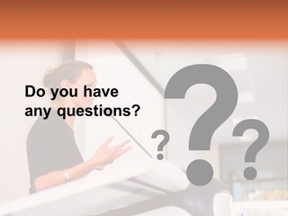 A Woman Speaking At A Podium With A Microphone PowerPoint Template