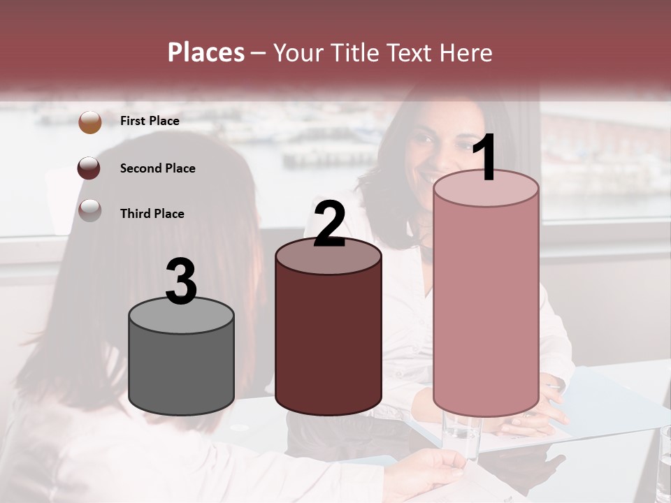 Two Women Sitting At A Table Talking To Each Other PowerPoint Template