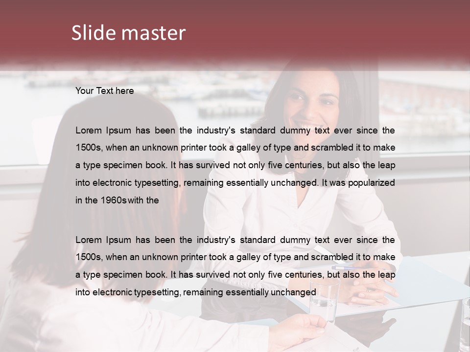 Two Women Sitting At A Table Talking To Each Other PowerPoint Template