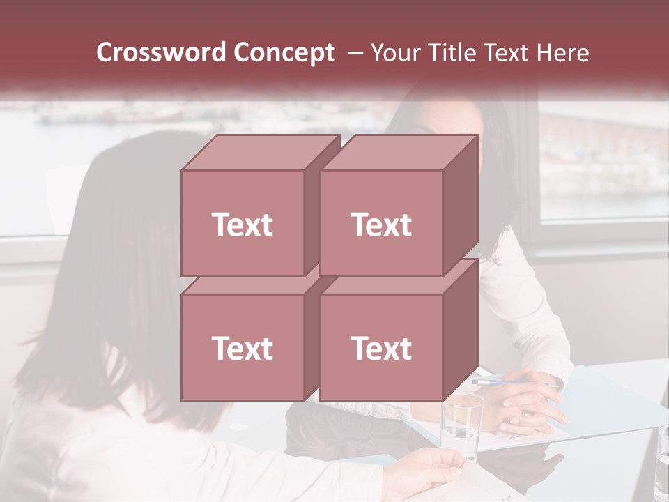 Two Women Sitting At A Table Talking To Each Other PowerPoint Template