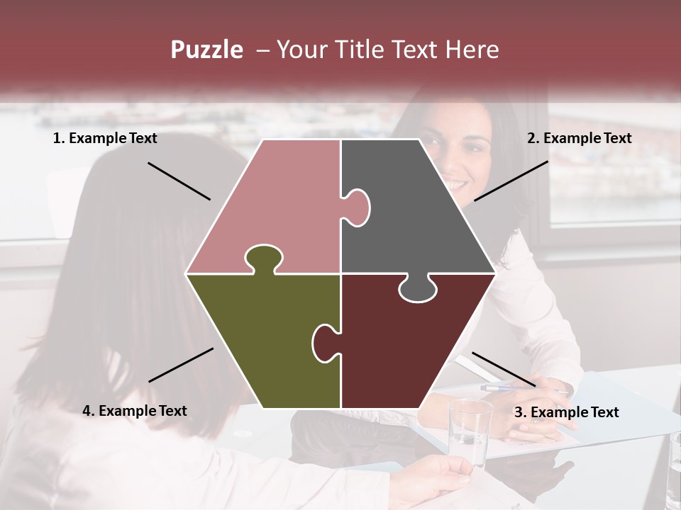 Two Women Sitting At A Table Talking To Each Other PowerPoint Template