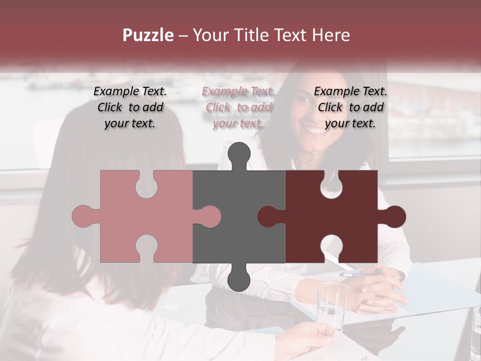 Two Women Sitting At A Table Talking To Each Other PowerPoint Template