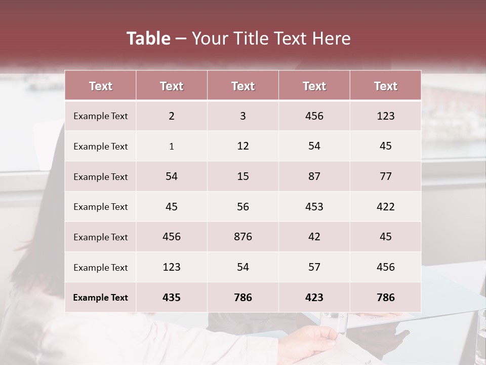Two Women Sitting At A Table Talking To Each Other PowerPoint Template
