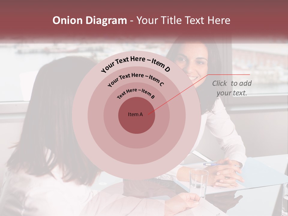 Two Women Sitting At A Table Talking To Each Other PowerPoint Template