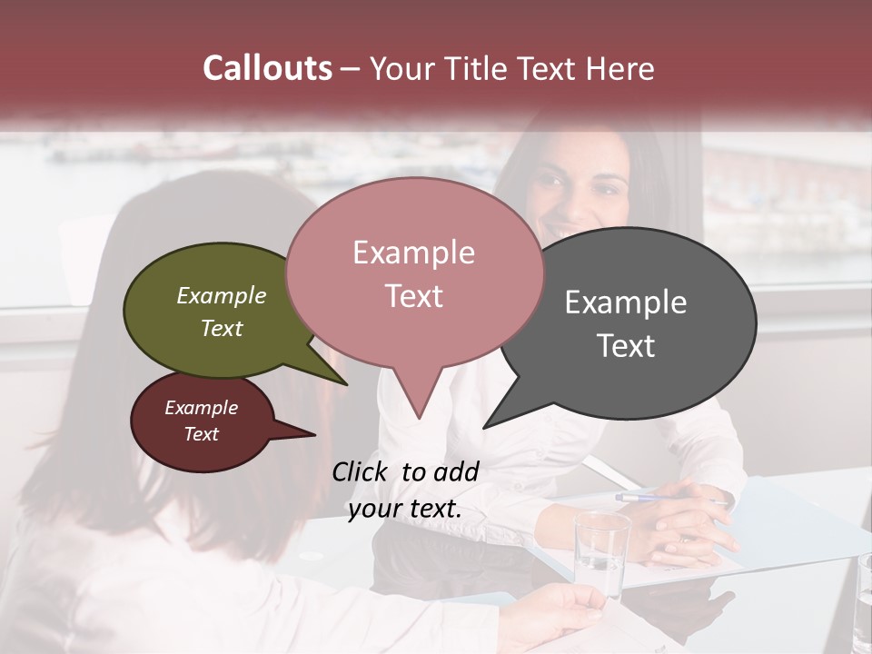 Two Women Sitting At A Table Talking To Each Other PowerPoint Template