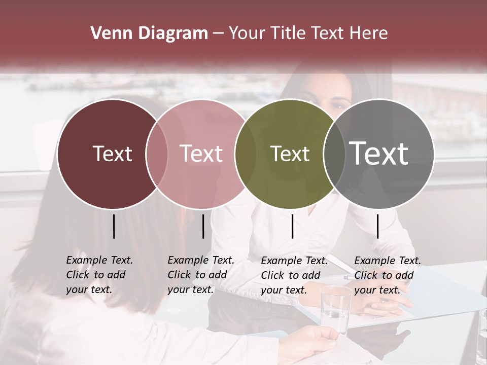 Two Women Sitting At A Table Talking To Each Other PowerPoint Template