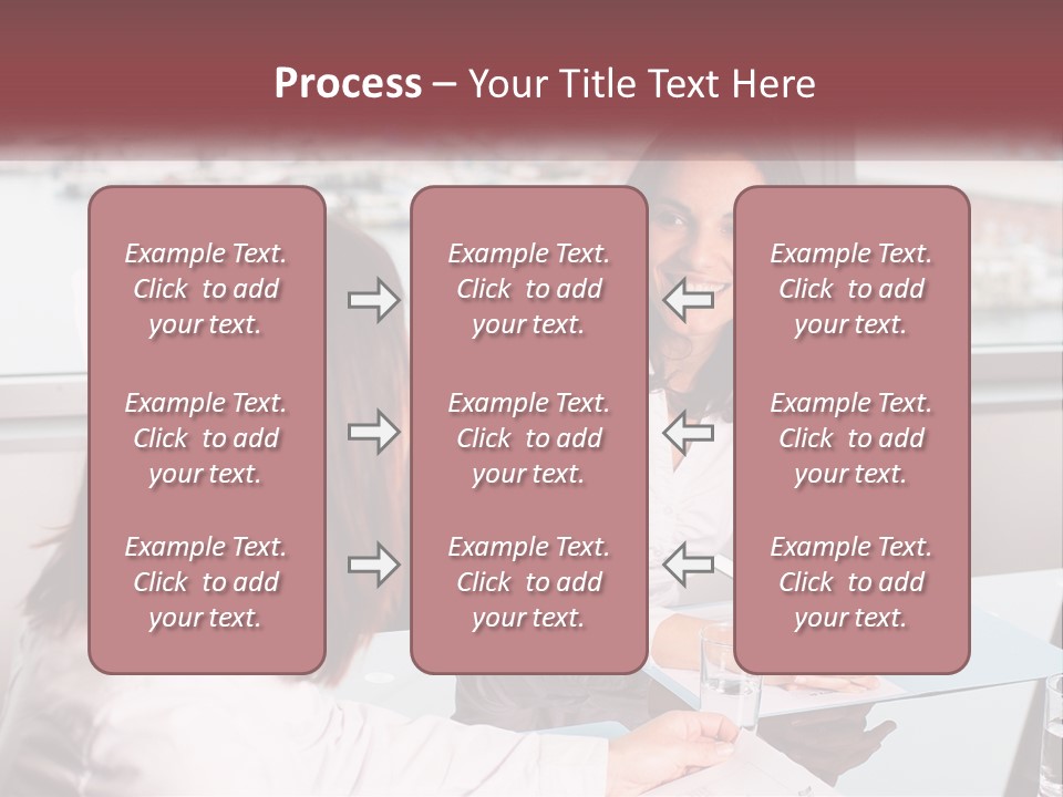 Two Women Sitting At A Table Talking To Each Other PowerPoint Template