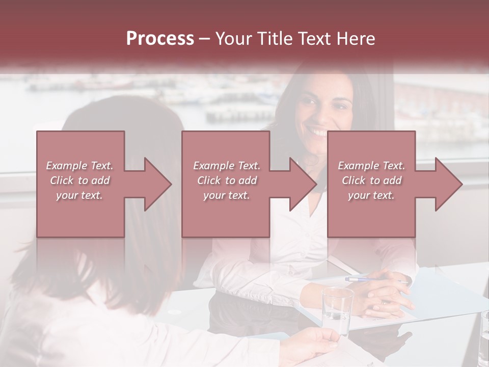 Two Women Sitting At A Table Talking To Each Other PowerPoint Template