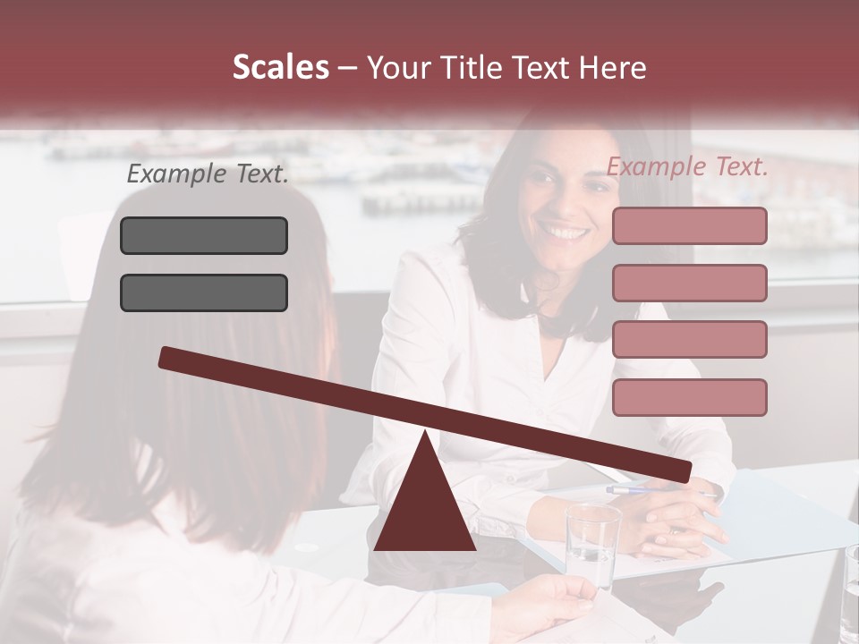Two Women Sitting At A Table Talking To Each Other PowerPoint Template