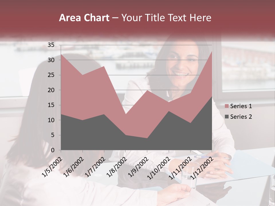 Two Women Sitting At A Table Talking To Each Other PowerPoint Template