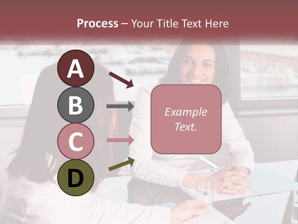 Two Women Sitting At A Table Talking To Each Other PowerPoint Template