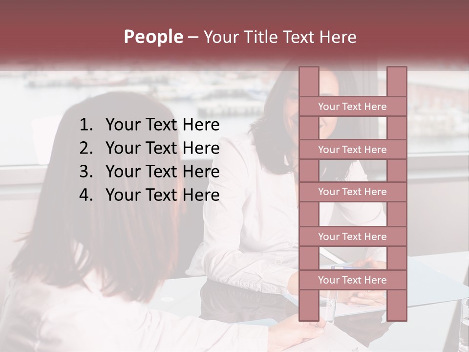 Two Women Sitting At A Table Talking To Each Other PowerPoint Template