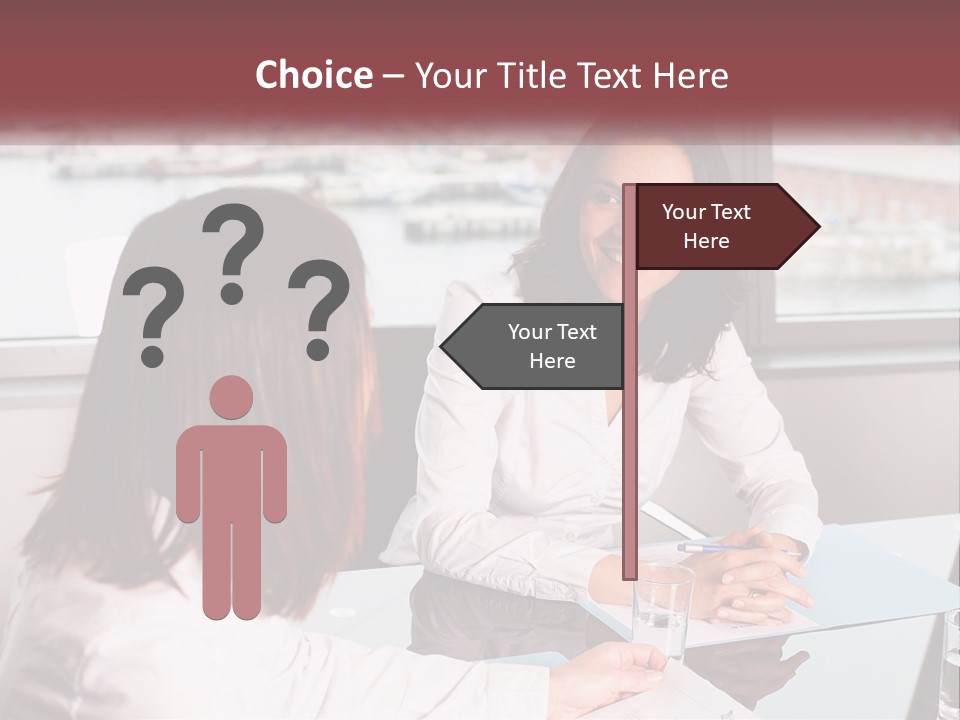 Two Women Sitting At A Table Talking To Each Other PowerPoint Template