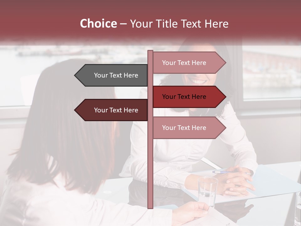 Two Women Sitting At A Table Talking To Each Other PowerPoint Template