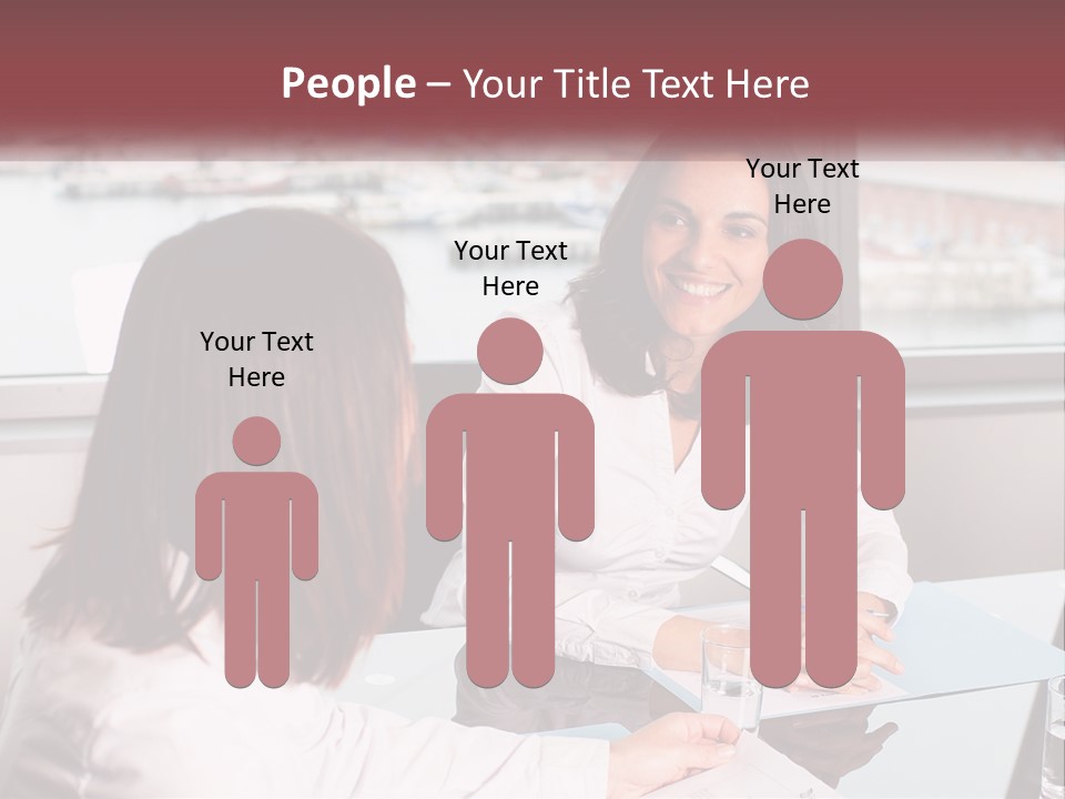 Two Women Sitting At A Table Talking To Each Other PowerPoint Template