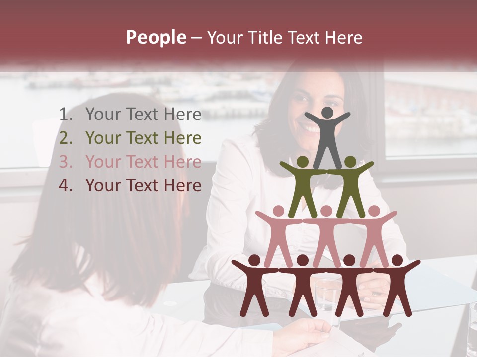 Two Women Sitting At A Table Talking To Each Other PowerPoint Template