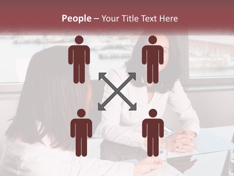 Two Women Sitting At A Table Talking To Each Other PowerPoint Template