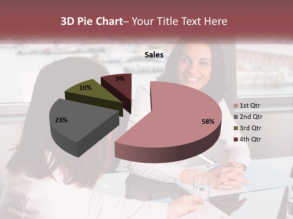 Two Women Sitting At A Table Talking To Each Other PowerPoint Template
