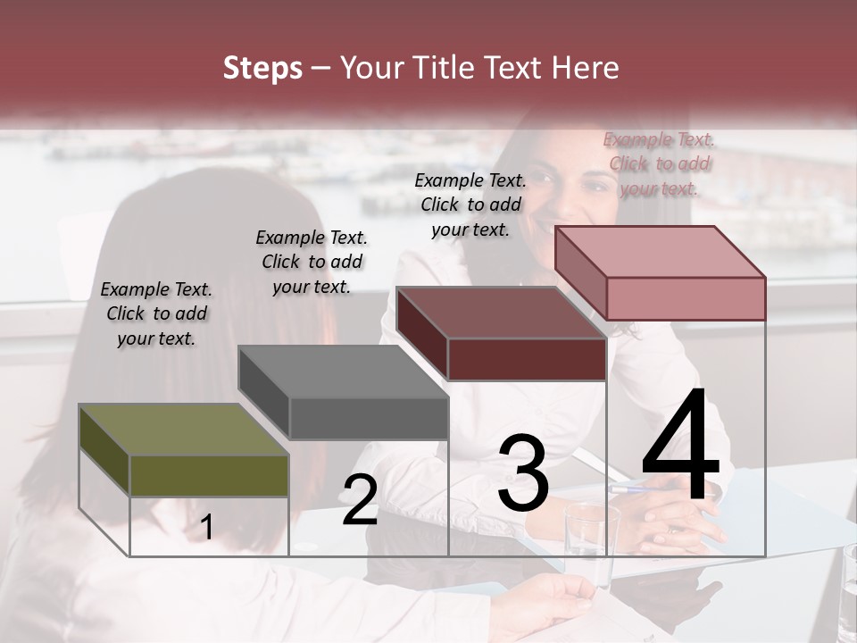 Two Women Sitting At A Table Talking To Each Other PowerPoint Template