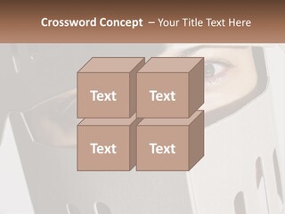 A Woman Peeking Out Of A Box With Her Eyes Wide Open PowerPoint Template