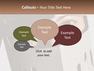 A Woman Peeking Out Of A Box With Her Eyes Wide Open PowerPoint Template