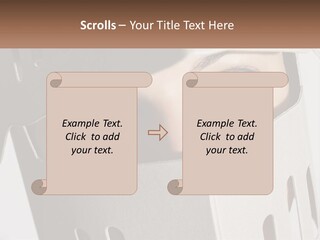 A Woman Peeking Out Of A Box With Her Eyes Wide Open PowerPoint Template