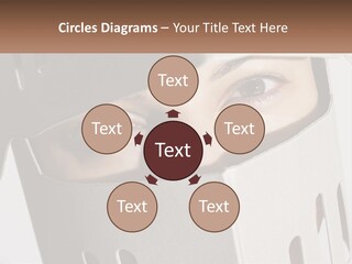 A Woman Peeking Out Of A Box With Her Eyes Wide Open PowerPoint Template