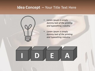 A Woman Peeking Out Of A Box With Her Eyes Wide Open PowerPoint Template