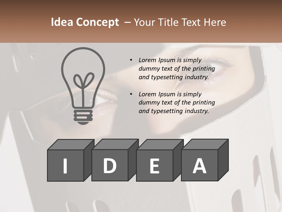 A Woman Peeking Out Of A Box With Her Eyes Wide Open PowerPoint Template