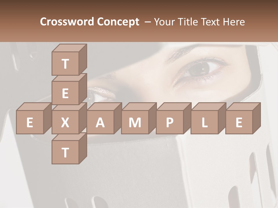 A Woman Peeking Out Of A Box With Her Eyes Wide Open PowerPoint Template